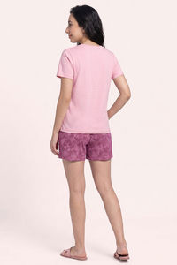 Zivame Mixed Fruit Buttersoft Knit Poly Short Set - Red Violet — thumbnail 3